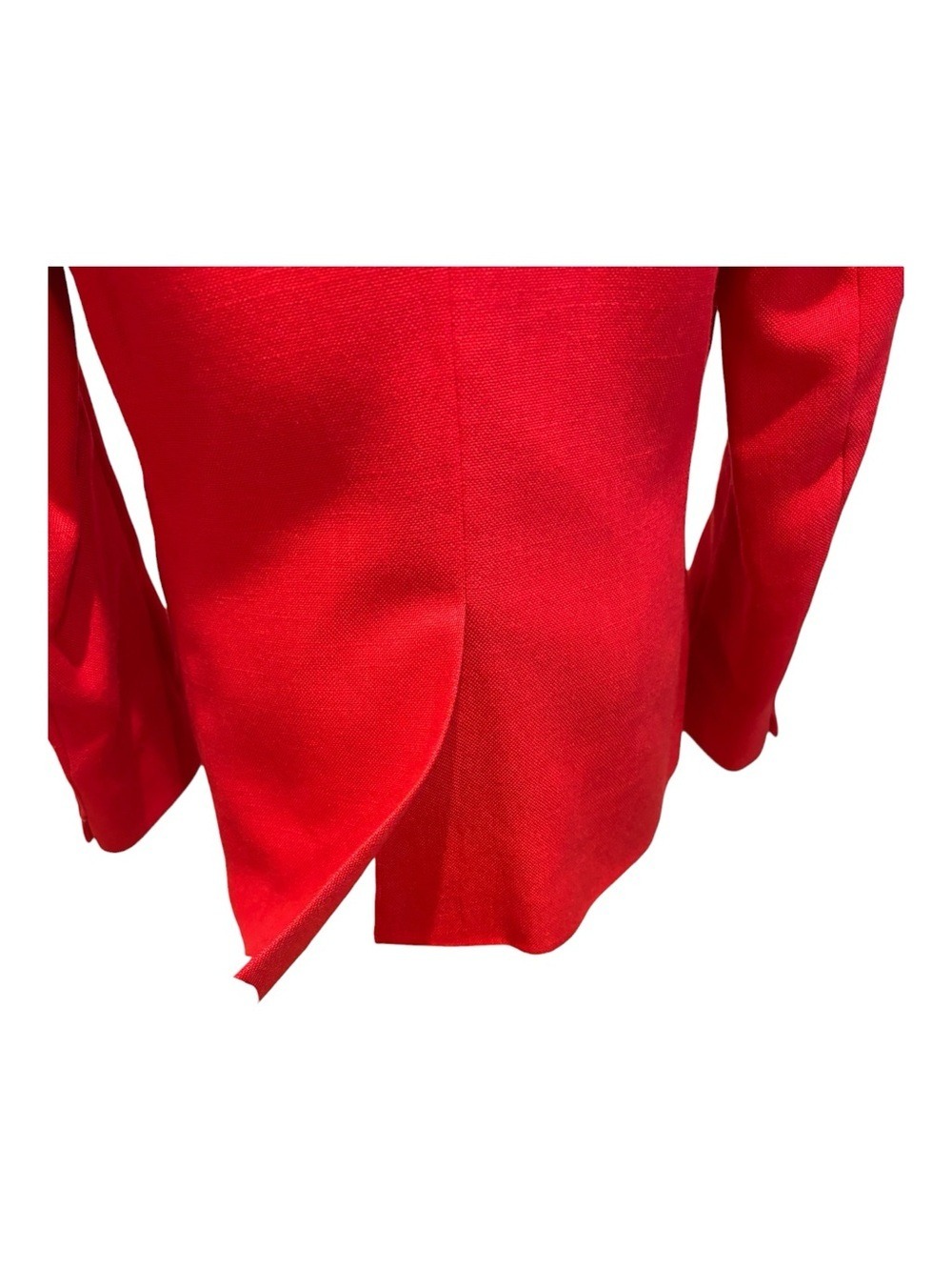LINEN 90s CLASSIC RED 2 BUTTON FITTED BLAZER FULLY LINED QUIET LUXURY SZ 12 - Picture 7 of 9